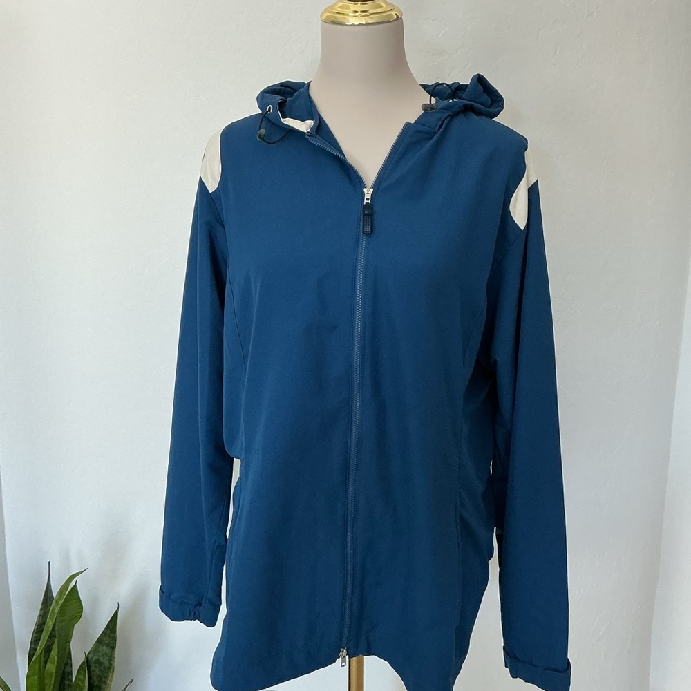 Nike Women's Blue & White Windbreaker Hoodie Zip Up Size XL